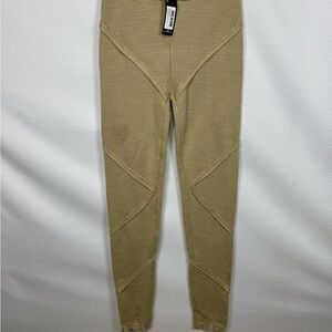 NWT Pretty Little Thing Sweater Knit Pants Leggings with Tie Accent Small Tan